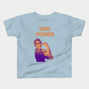 Girl power - We can do it feminist quote (orange) Kids T-Shirt